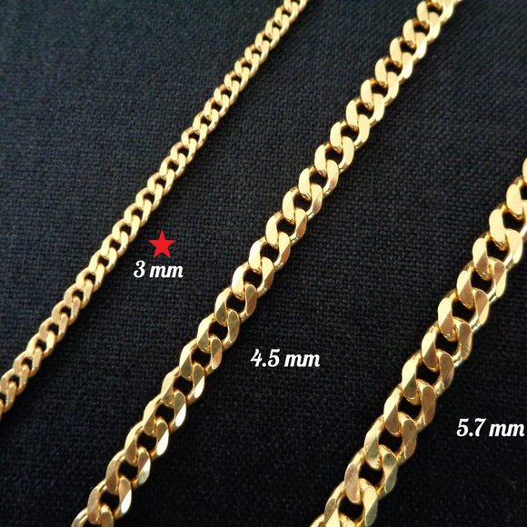 Gold Curb Anklet Gold Dipped Sterling Silver Cuban Link Ankle Bracelet - Picture 3 of 3